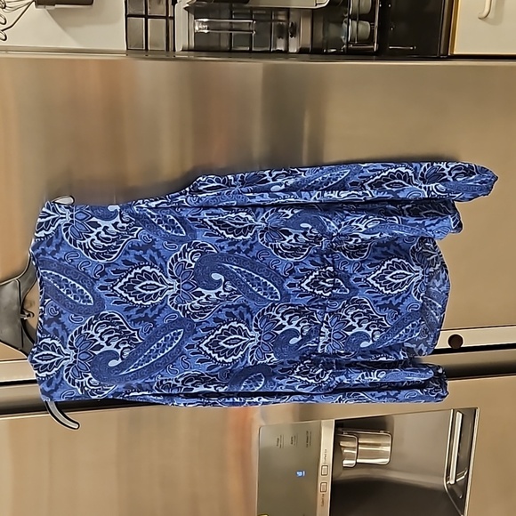 💕MICHAEL by MICHAEL KORS💕 Cold Shoulder Blouse ~ Blue Paisley Print Medium - Picture 2 of 7